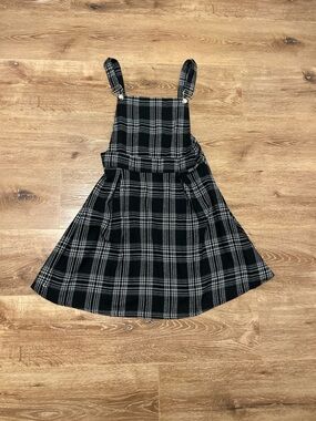 Black & White Plaid Pinafore Dress